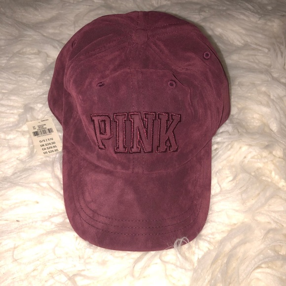 PINK Victoria's Secret Accessories - Maroon Suede Baseball Cap